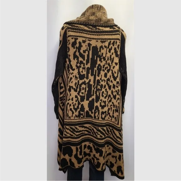 Calvin Klein Sweater Duster Cardigan Zebra Leopard