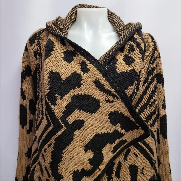 Calvin Klein Sweater Duster Cardigan Zebra Leopard