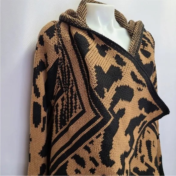 Calvin Klein Sweater Duster Cardigan Zebra Leopard