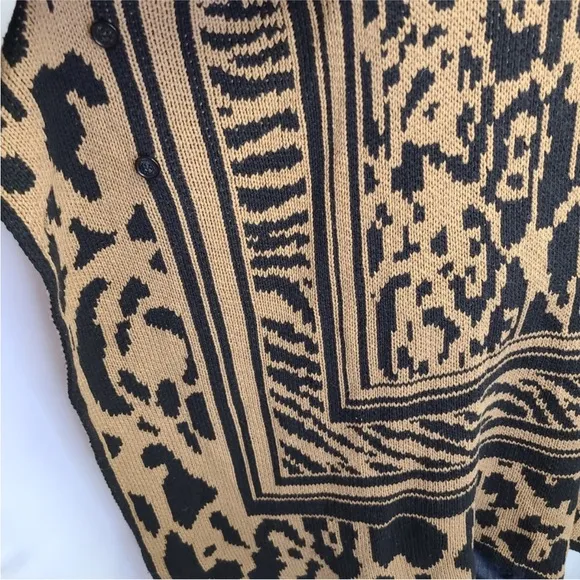 Calvin Klein Sweater Duster Cardigan Zebra Leopard