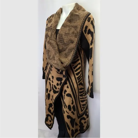 Calvin Klein Sweater Duster Cardigan Zebra Leopard