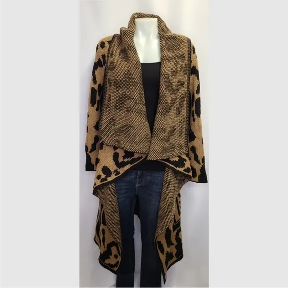 Calvin Klein Sweater Duster Cardigan Zebra Leopard
