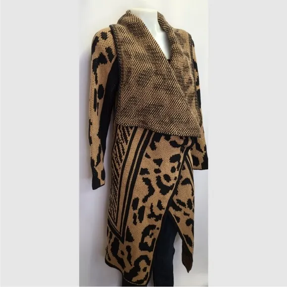 Calvin Klein Sweater Duster Cardigan Zebra Leopard