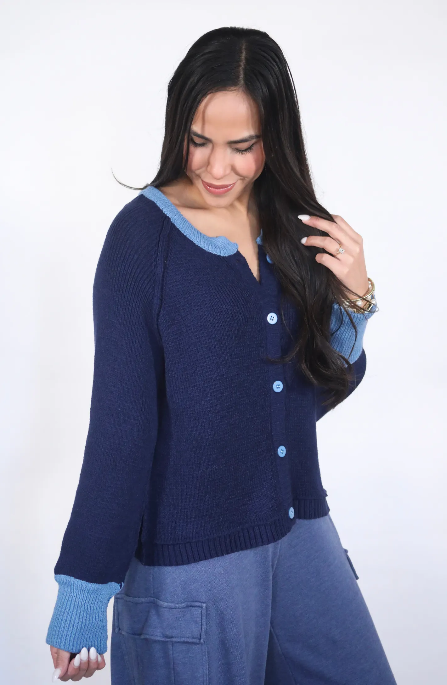 Can’t Be Bothered Navy Cardigan Sweater