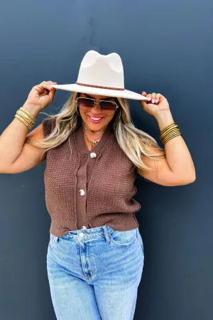 Carlyn Sweater Vest: Brown