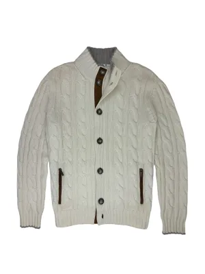 Cesare Attolini Offwhite Cashmere Cable Cardigan