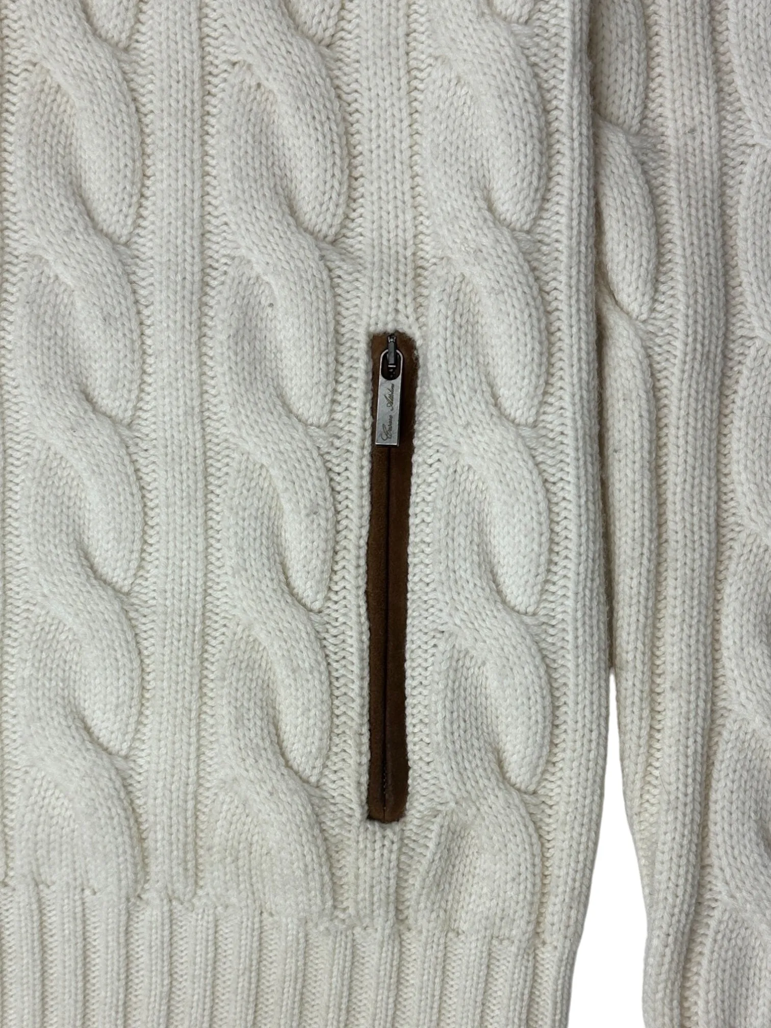 Cesare Attolini Offwhite Cashmere Cable Cardigan