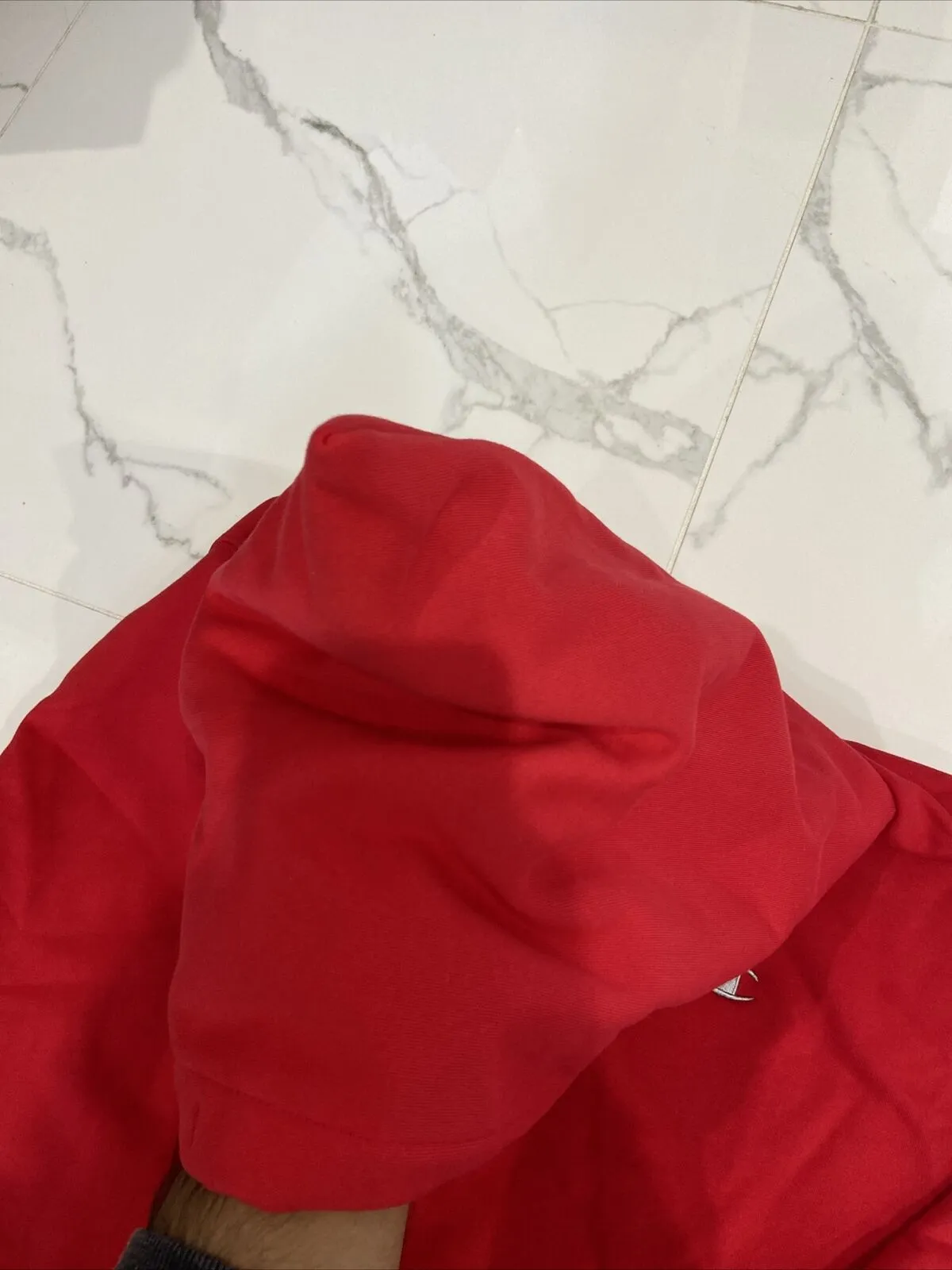 Champion Mens's Super Fleece Cone Hood Embroidered C Logo Scarlet Red