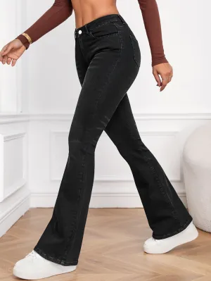 Cherry Vibes: Jeans Bootcut con Bolsillo Oblicuo en