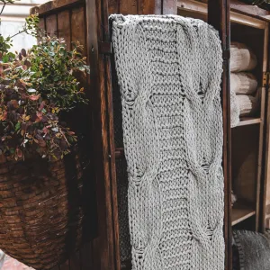 Chunky Cable Throw - Grey