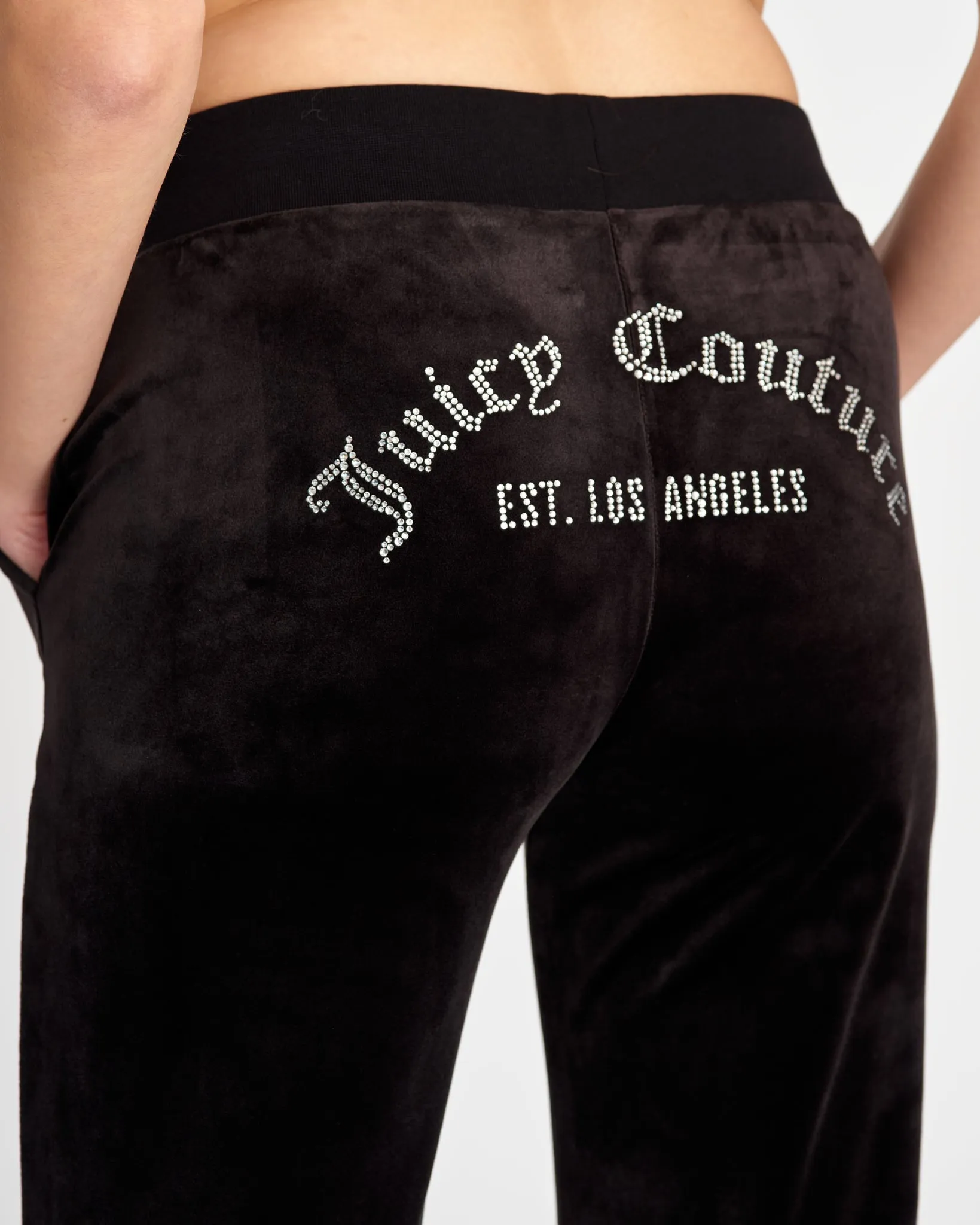 Classic Velour Arched Diamante Del Ray Pant Black