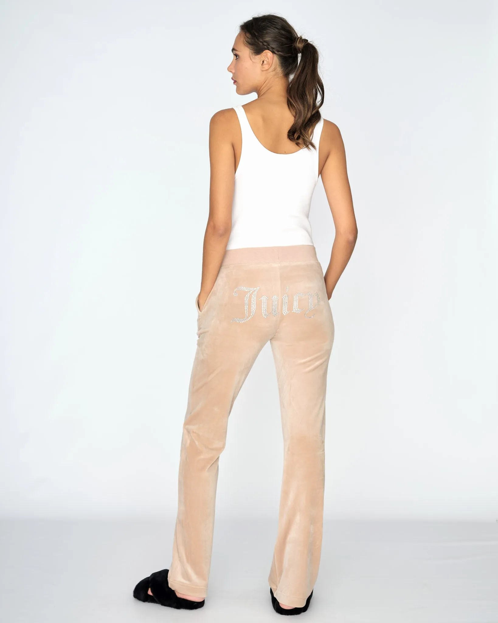 Classic Velour Diamante Del Ray Pant Warm Taupe