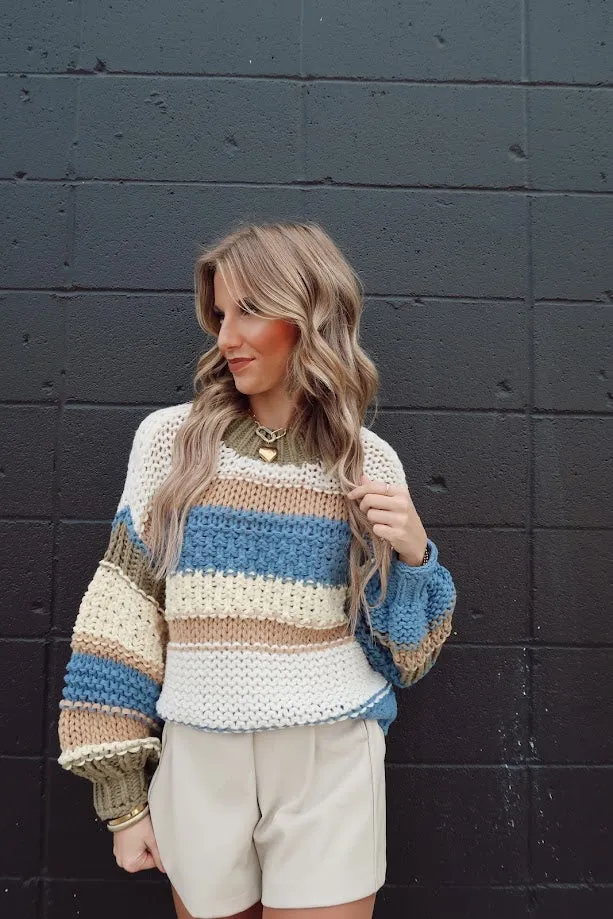 Color Block Striped Chunky Sweater