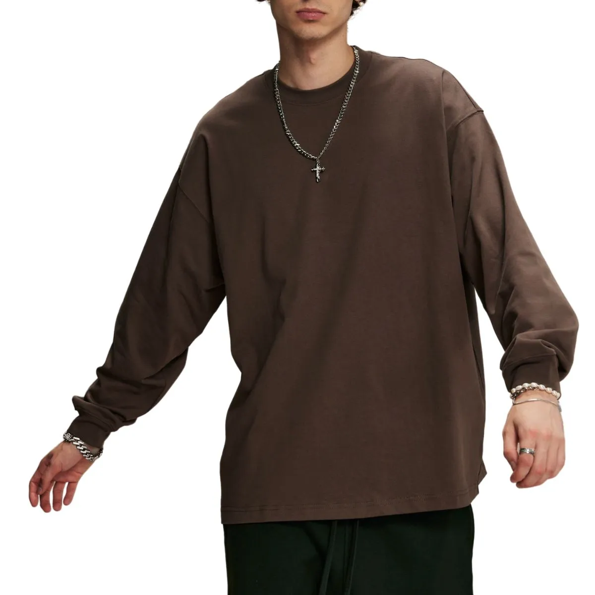 Crew Neck Solid Color Sweatshirt