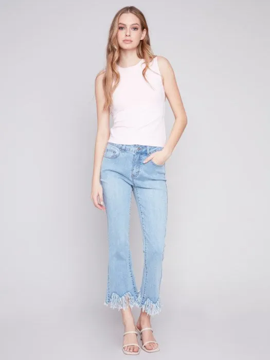 Cropped Fringe Jeans