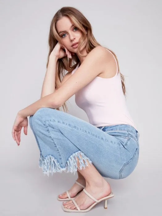Cropped Fringe Jeans