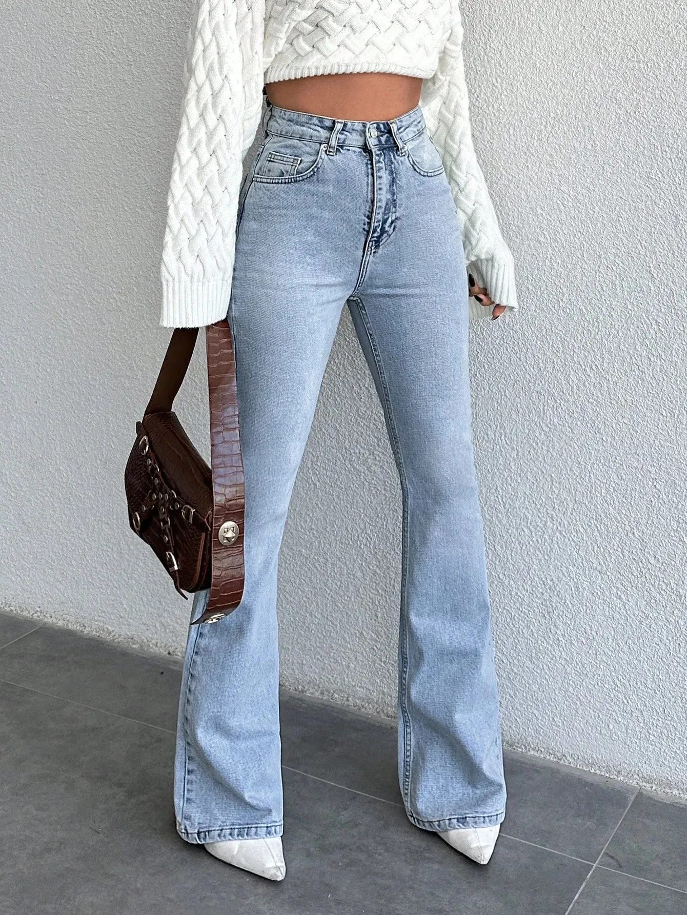 Crystal Blue Wash Tailored Flare Jeans
