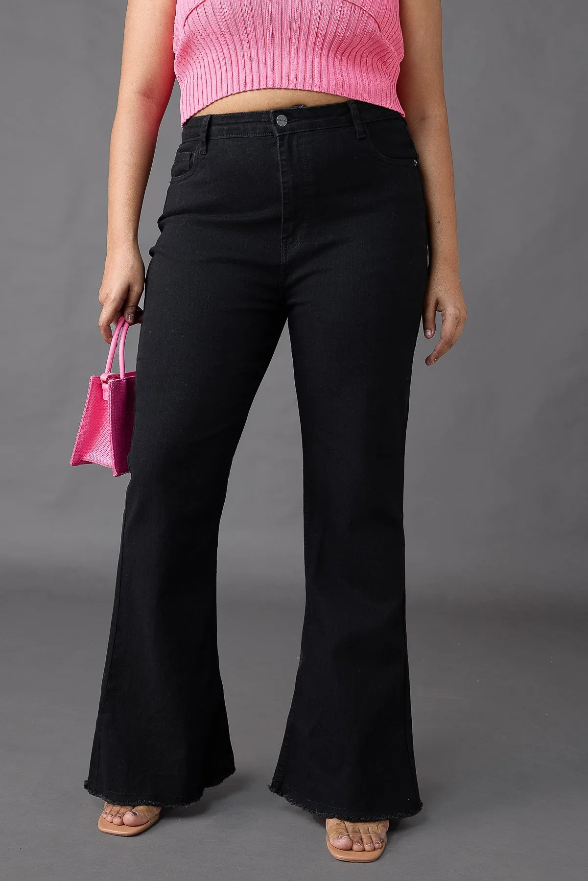Curve High Waisted Slim Black Bootcut Jeans