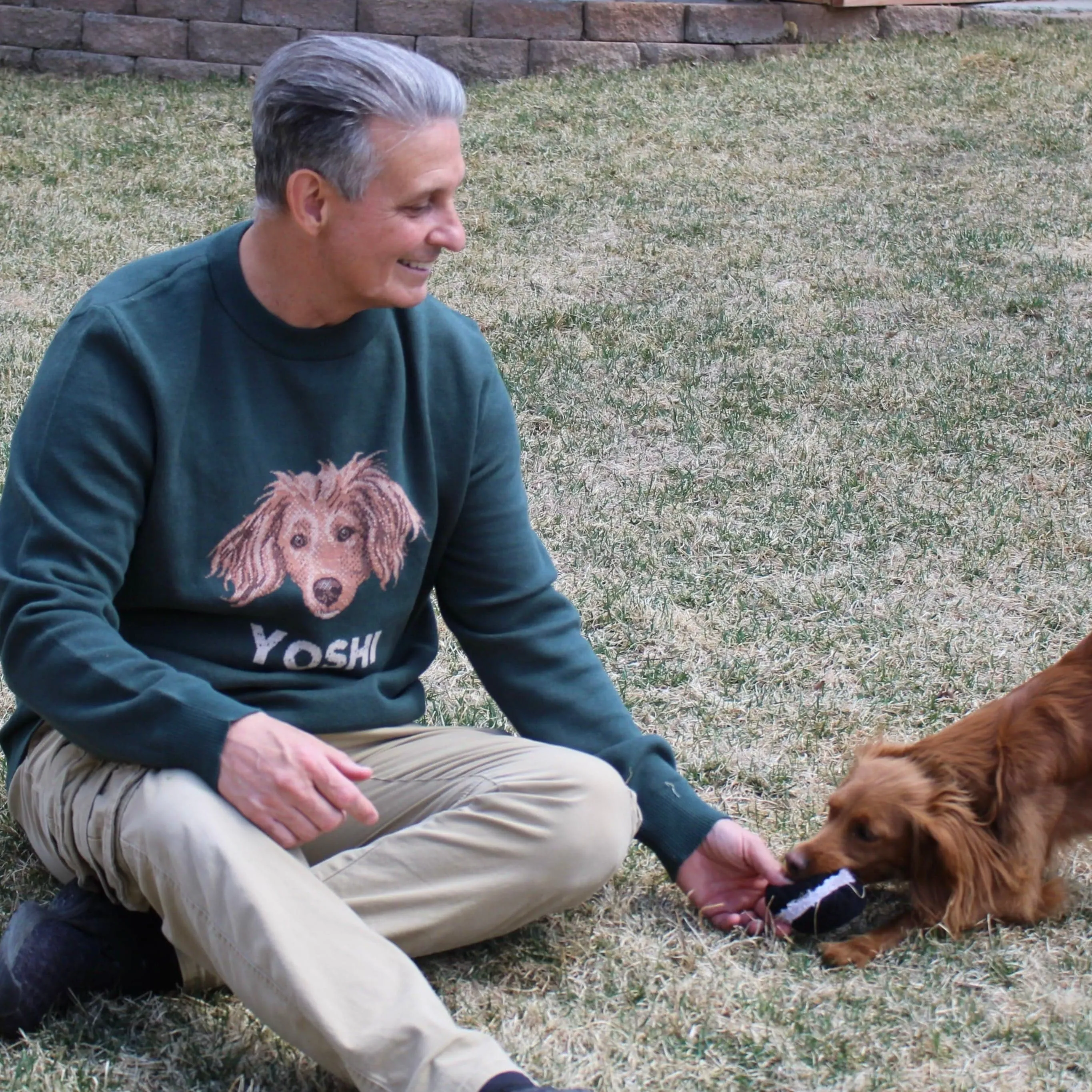 Custom Knitted Dog Dad Text and Pet Face Sweater
