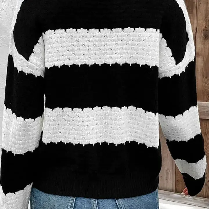 Danica Black and White Contrast Sweater