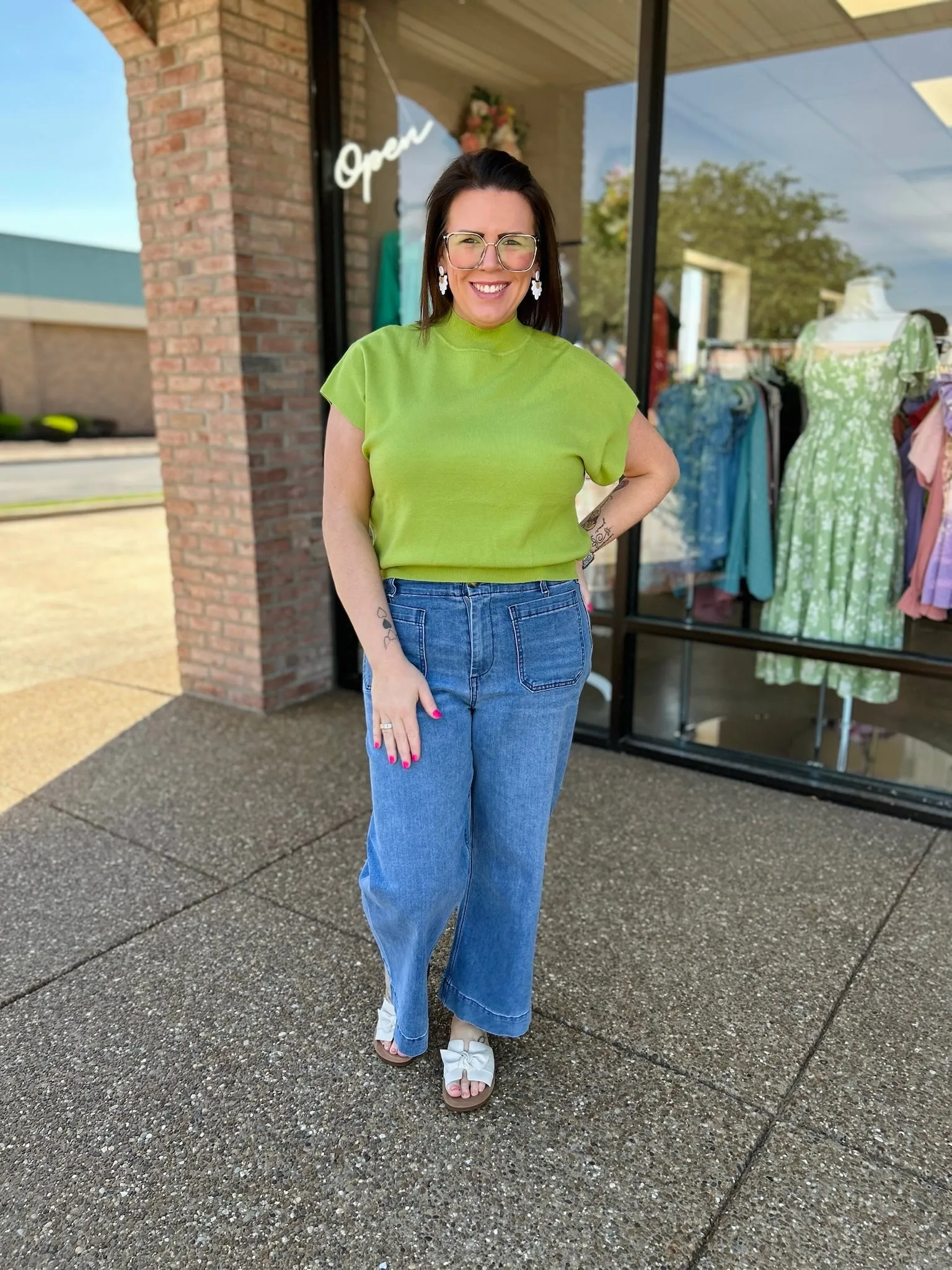 Dark Wash Square Pocket Cropped Pant