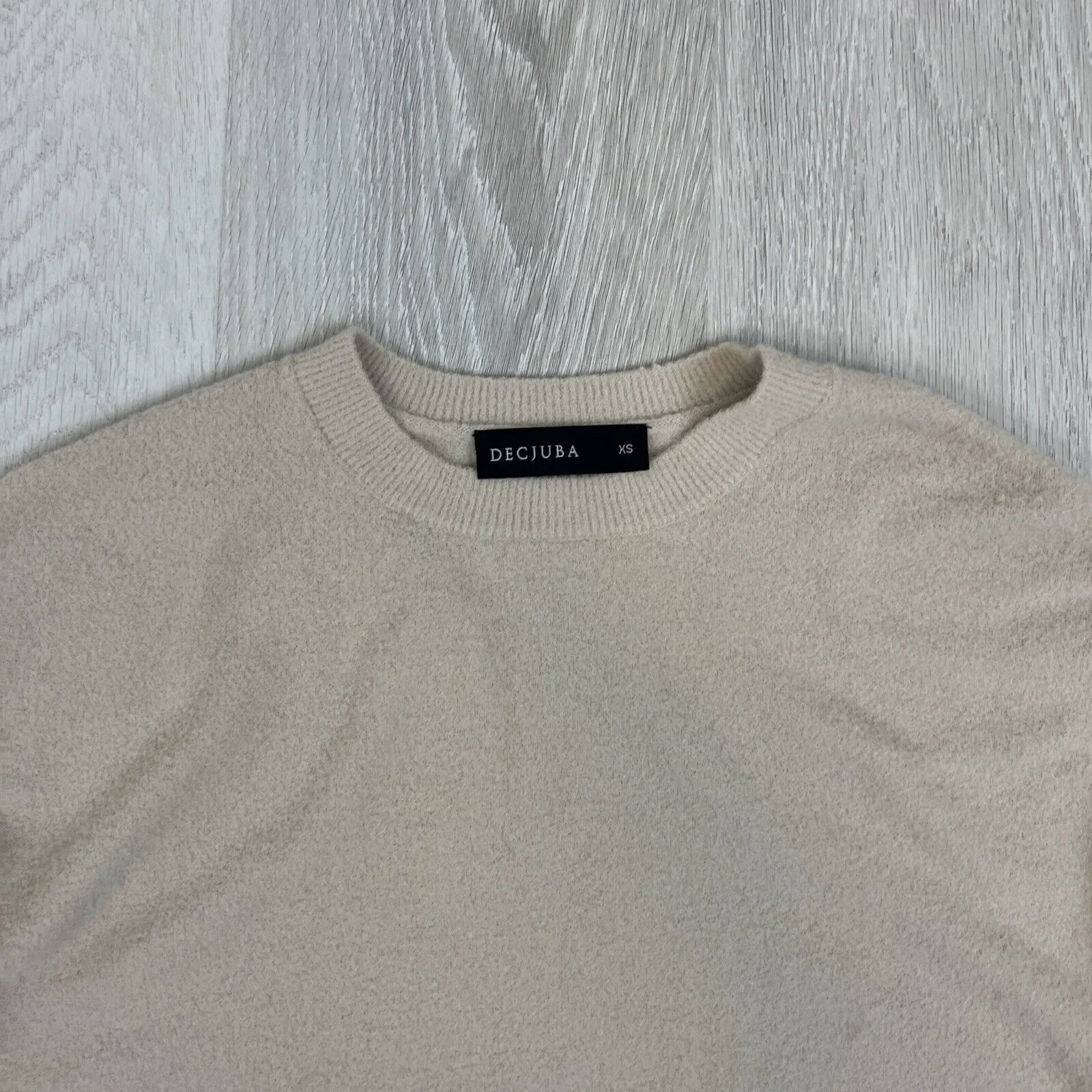 Decjuba Womens Super Soft Knitted Beige Oversized Sweater Size XS