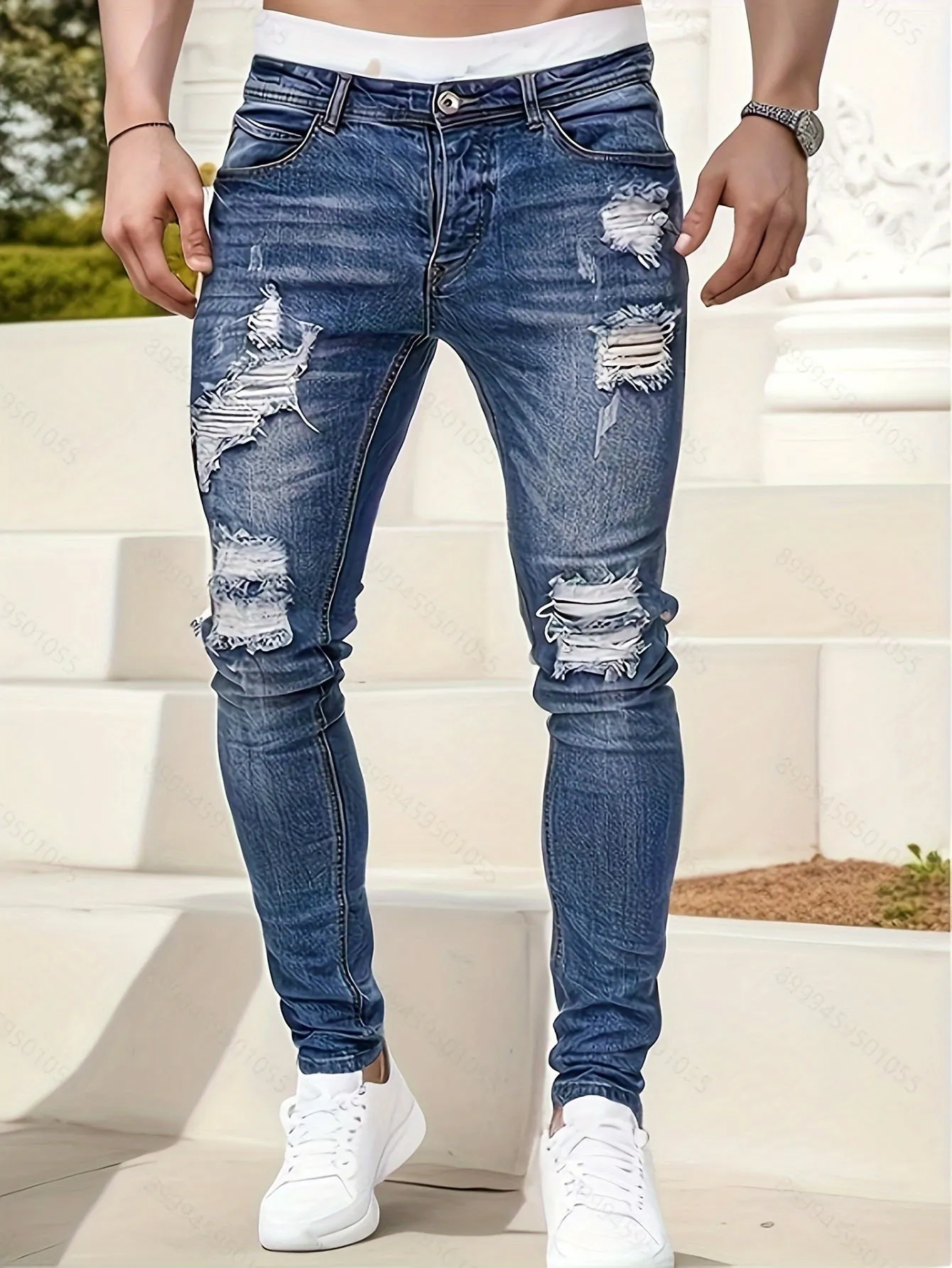 Denim Vortex™ | Men's Distressed Skinny Jeans | Ripped Design, Tapered Fit, Casual Streetwear Style
