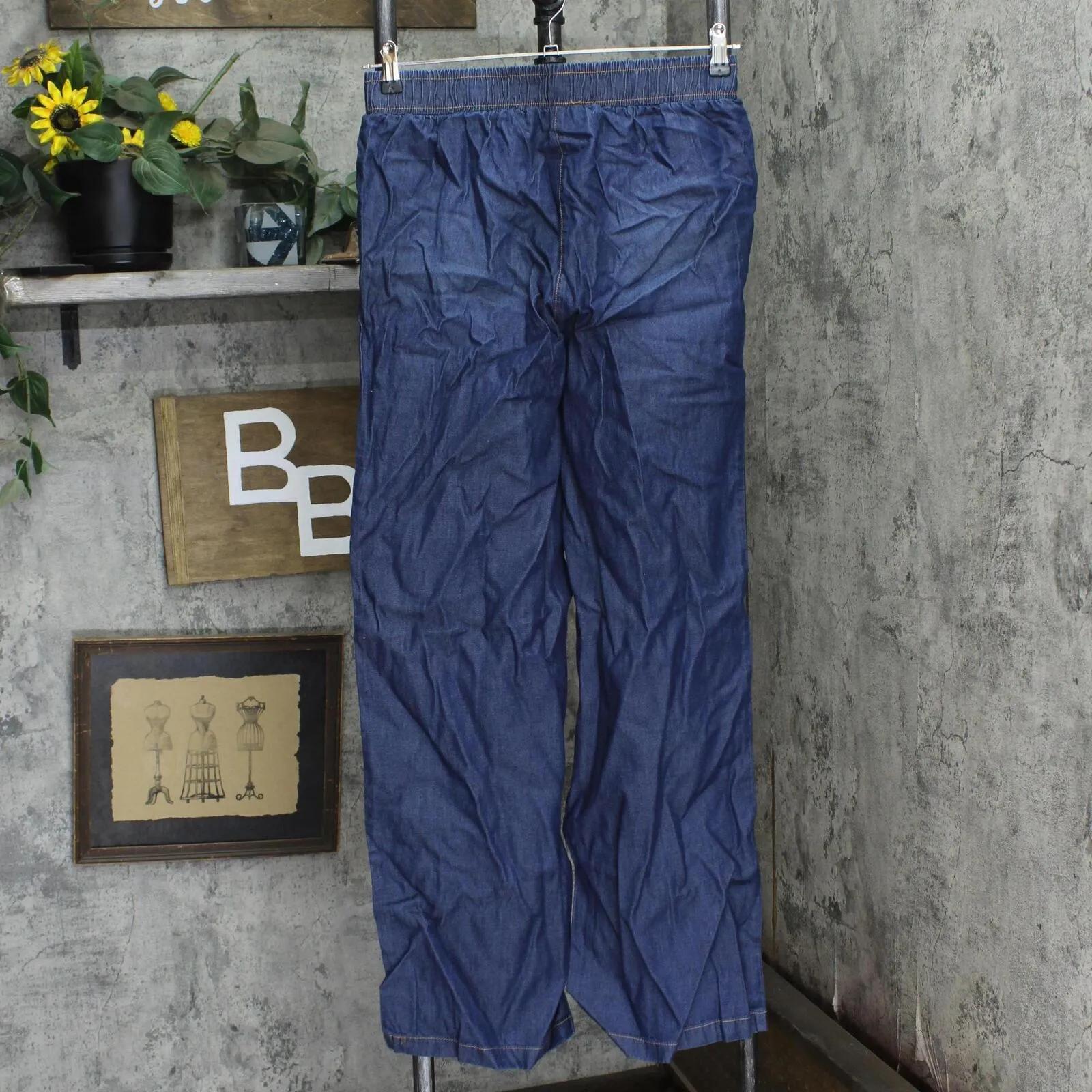 DG2 by Diane Gilman Womens Elastic Waist Lightweight Denim Pants Blue M Tall