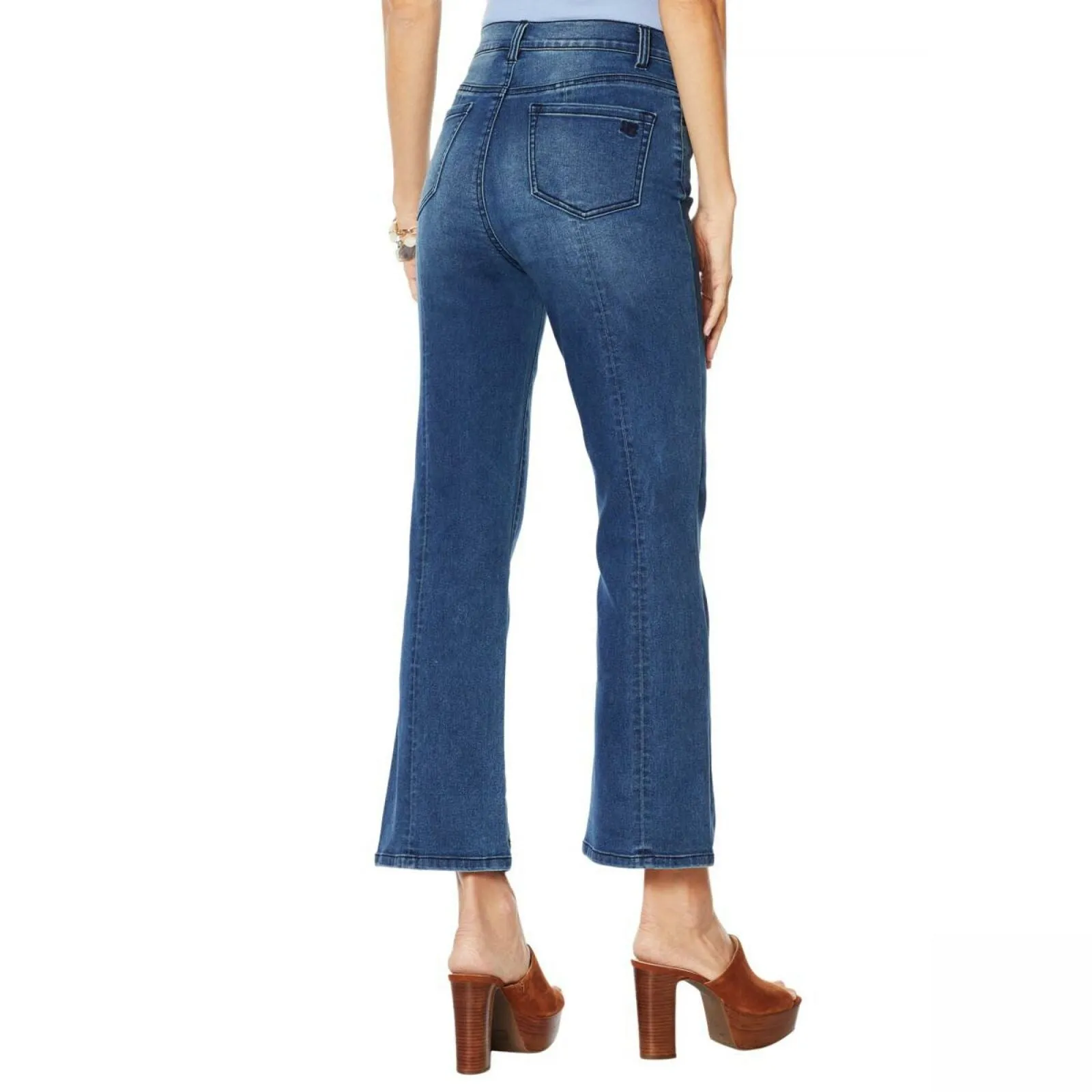 DG2 by Diane Gilman Women's Embroidered Cropped Slit Boot Cut Jeans