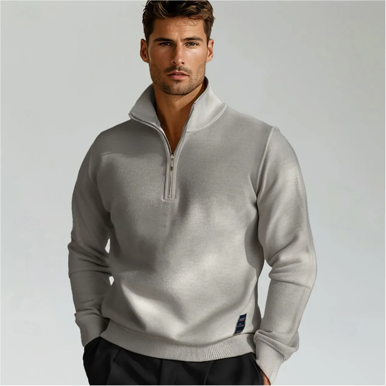 Dimitri | Knitted Solid Half-Zip Sweater