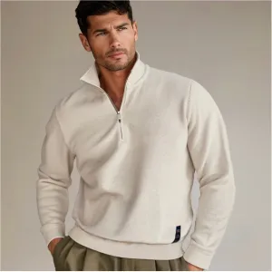 Dimitri | Knitted Solid Half-Zip Sweater