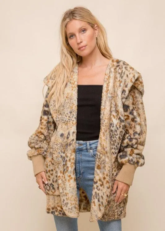 Doorbuster Oversized Hoodie Jacket | Leopard