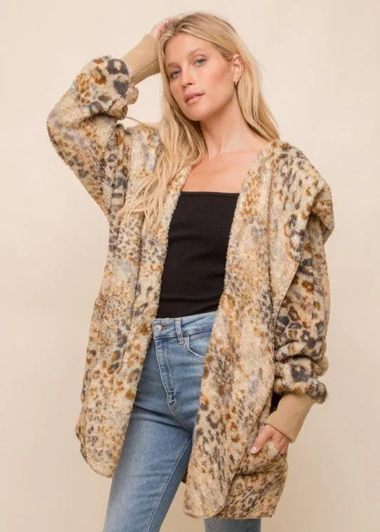 Doorbuster Oversized Hoodie Jacket | Leopard