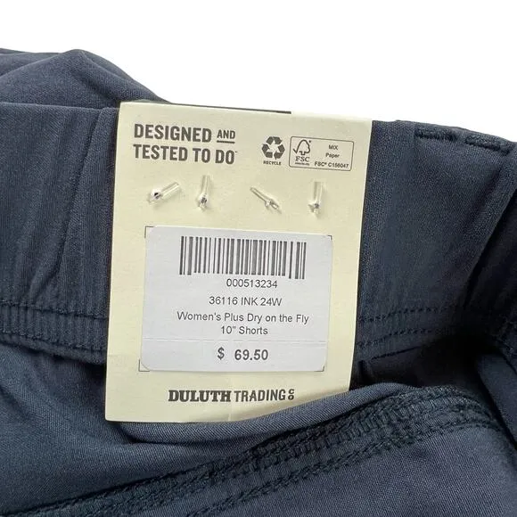 Duluth Trading Co. Womens 25W Dry on the Fly Shorts 10 inch Cargo Blue Outdoor