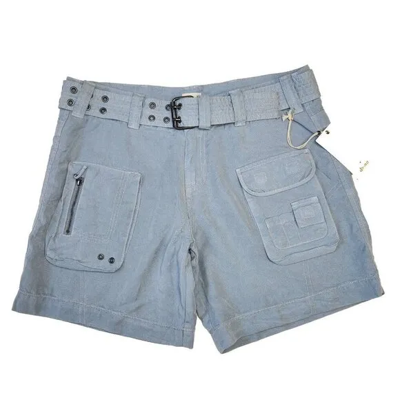Dylan NWT Belted Cargo Shorts Womens 8 Light Blue Tencel Mid Rise