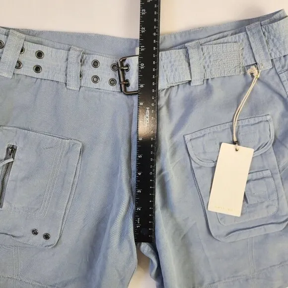 Dylan NWT Belted Cargo Shorts Womens 8 Light Blue Tencel Mid Rise
