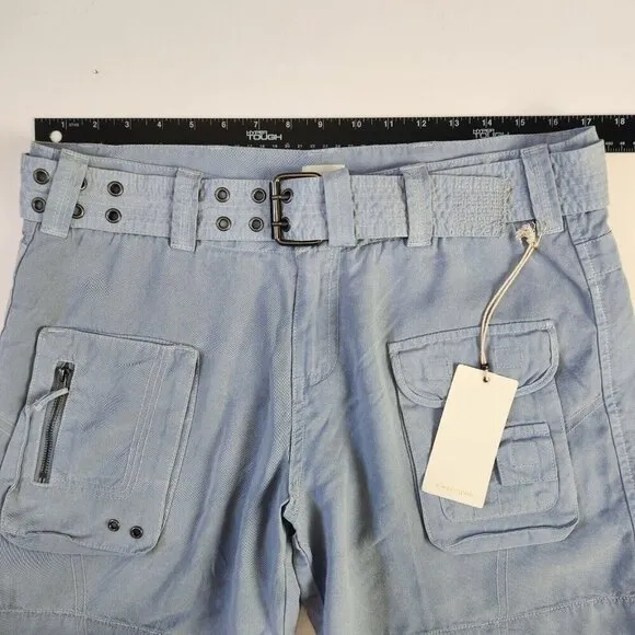 Dylan NWT Belted Cargo Shorts Womens 8 Light Blue Tencel Mid Rise