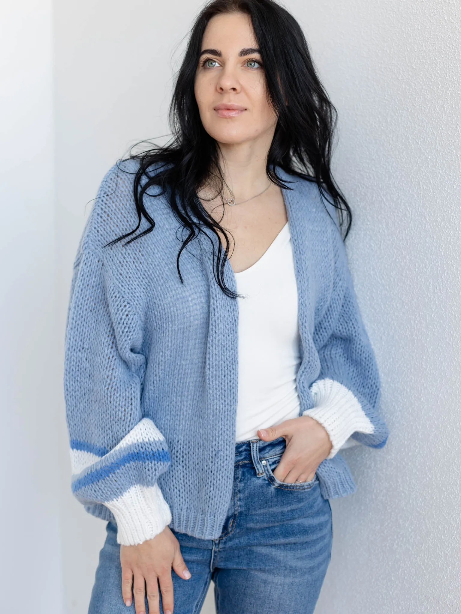 Elan Sleeve Detail Slouchy Cardigan