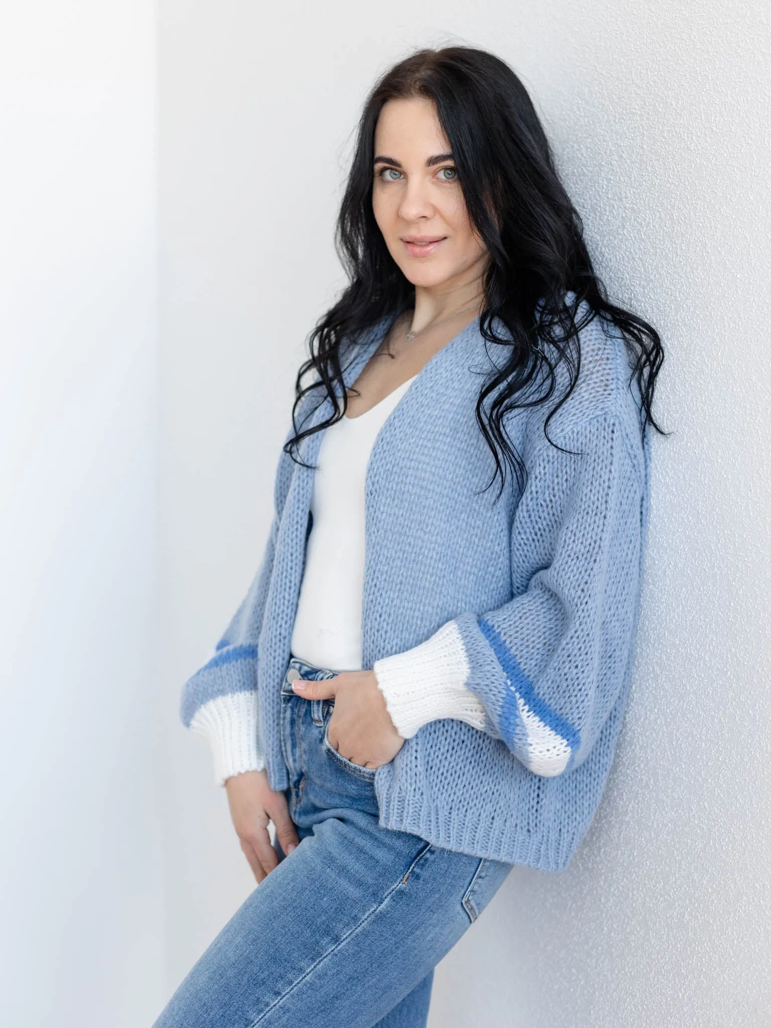 Elan Sleeve Detail Slouchy Cardigan