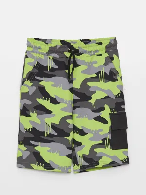 Elastic Waist Camouflage Pattern Boy Cargo Shorts