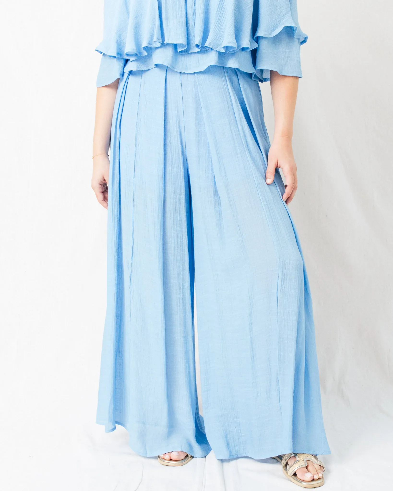 Evening Star High Waist Pleated Flowy Pants