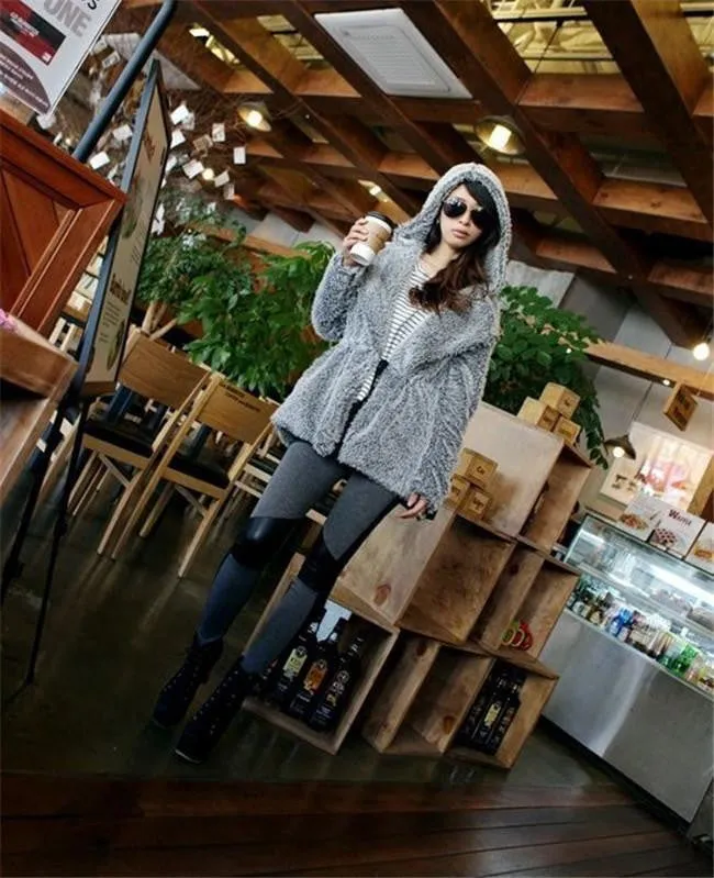 Fashion Elastic Pencil Pants Skinny Pants Stitching Leather Leggings Women's Leggins