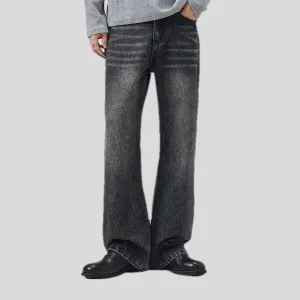 Fashionable bootcut creased men's jeans