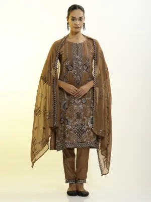 Festive Embroidered Georgette Kurta Set With Dupatta