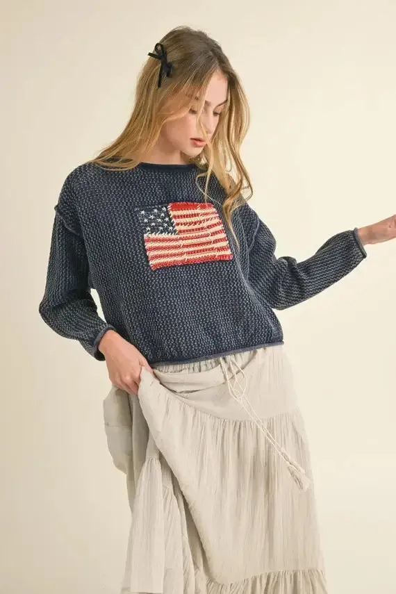 FLAG KNITTED SWEATER TOP