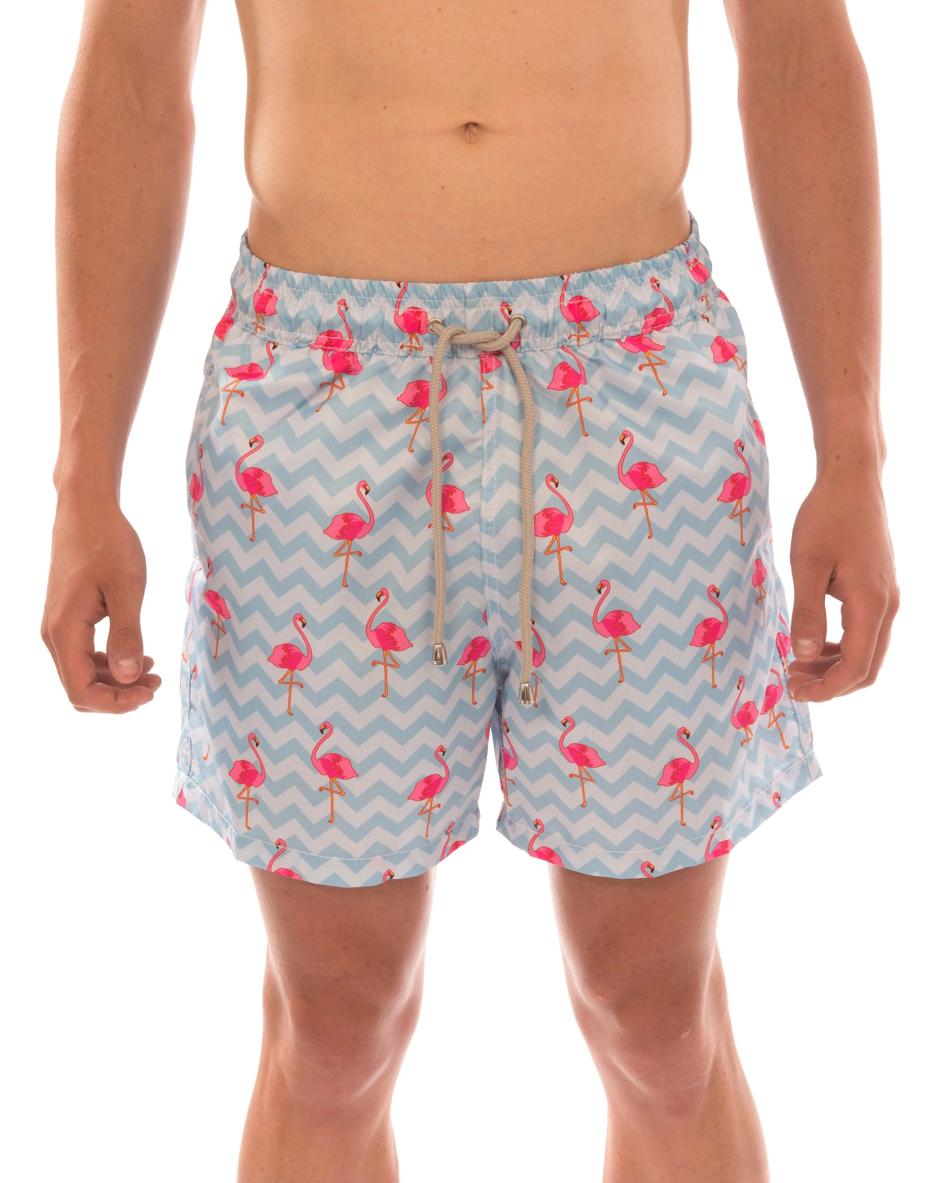 Flamingo Stripe Boys Board Shorts