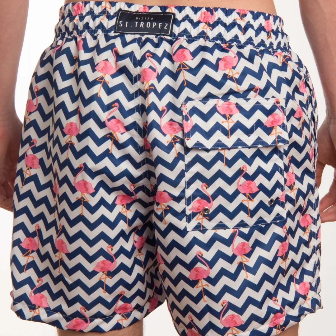 Flamingo Stripe Boys Board Shorts