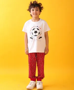 FOOTBALL SPIDER RED BOYS JOGGER SET - WHITE/RED