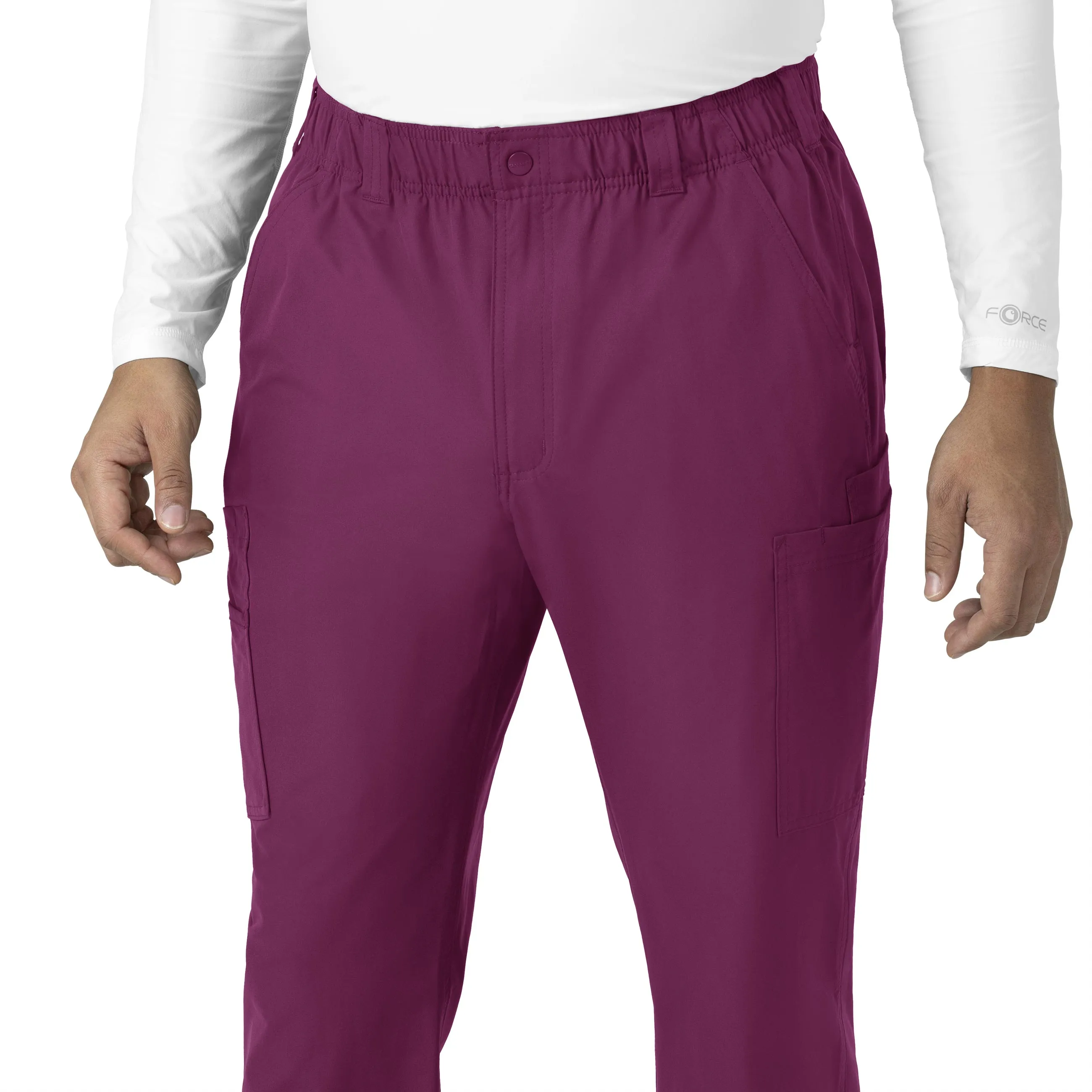 Force Essentials C56113 Men's Straight Leg Cargo Scrub Pants Wine
