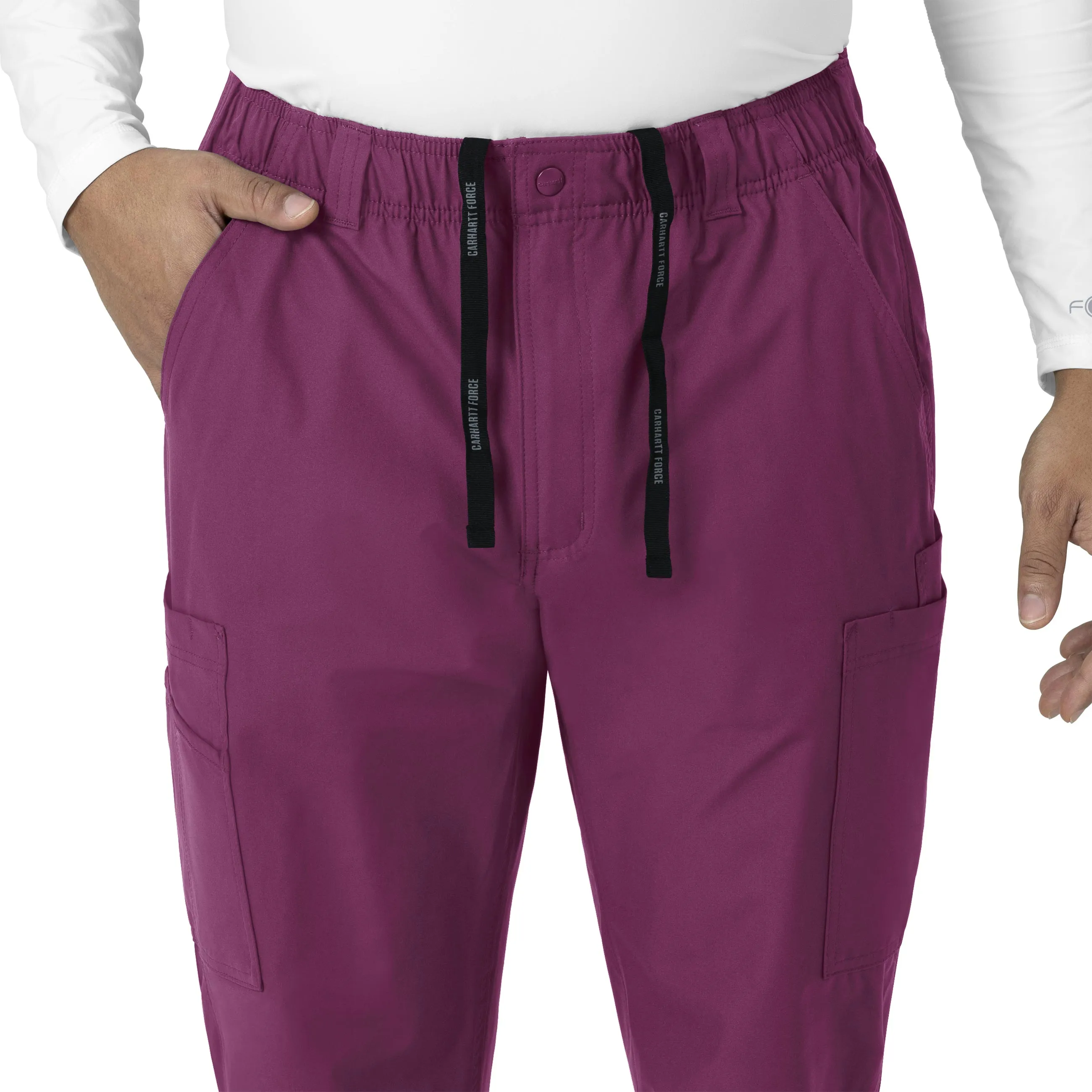 Force Essentials C56113 Men's Straight Leg Cargo Scrub Pants Wine
